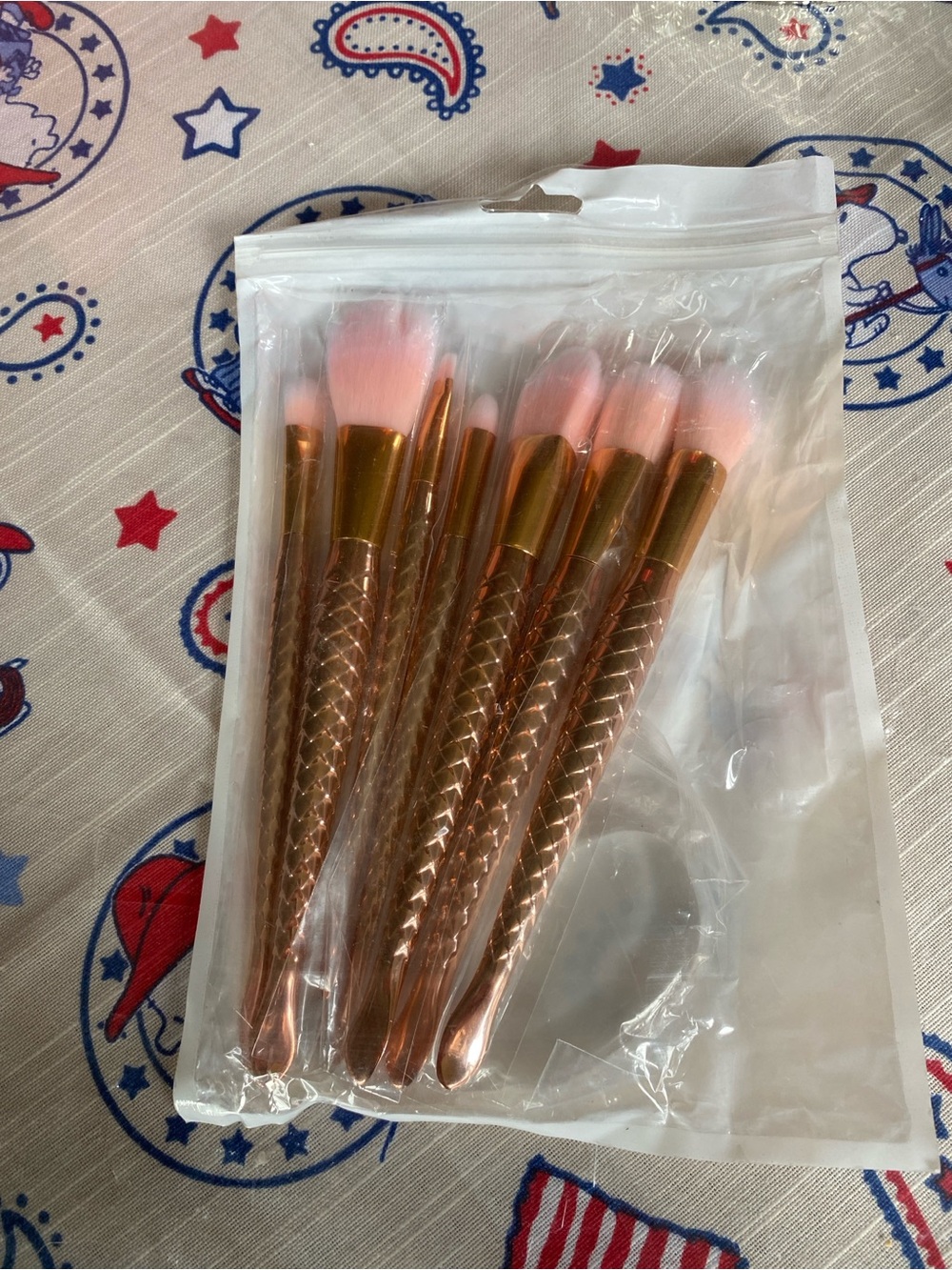 Rose Gold Makeup Brush Set with Pink Bristles - Unbranded